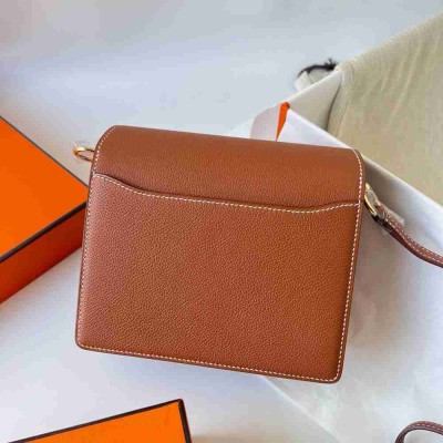 Hermes Roulis Mini 18 Bag in Gold Evercolor Calfskin