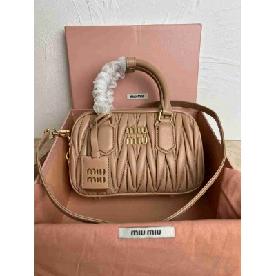 Miu Miu Arcadie Small Bag in Brown Matelasse Leather