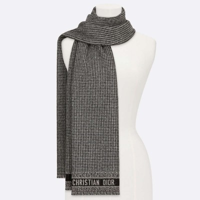 Christian Dior Stole In Black White Wool