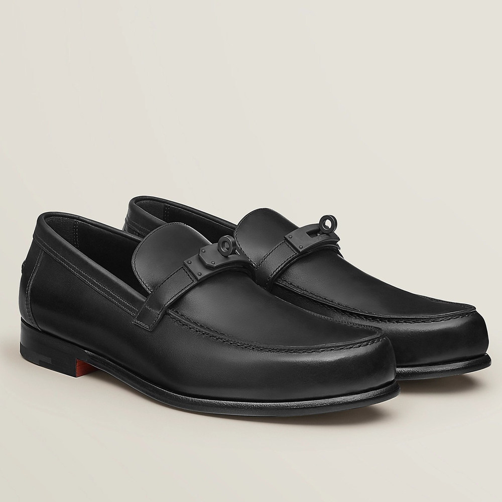 Hermes Destin Loafers In Black Calfskin