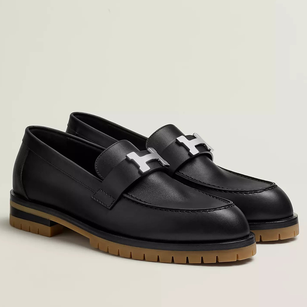 Hermes Faubourg Loafers in Black Leather