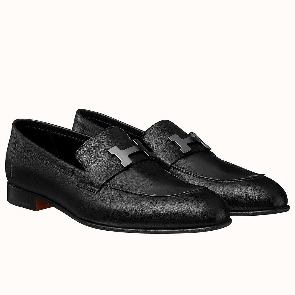 Hermes Paris Loafers In Black Calfskin