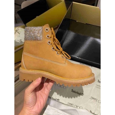 Jimmy Choo JC X Timberland F Nubuck Leather Boots with Crystal Collar