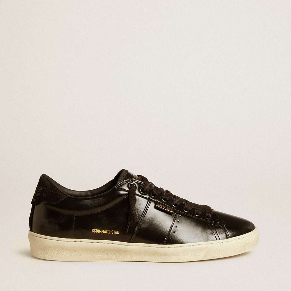 Golden Goose Matchstar In Black Leather With Black Suede Heel Tab