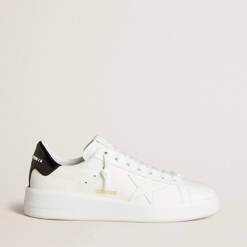 Golden Goose Purestar Sneakers With Leather Star And Black Patent Leather Heel Tab
