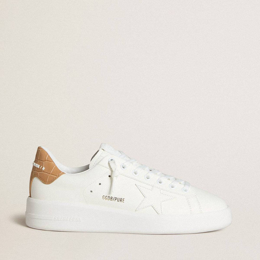 Golden Goose Purestar Sneakers With Leather Star And Croc-print Leather Heel Tab