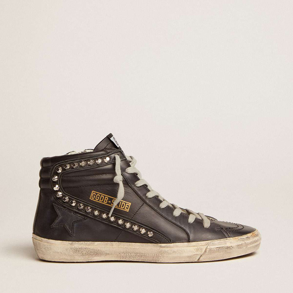 Golden Goose Slide Sneakers Black With Studs