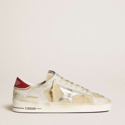Golden Goose Stardan Sneakers In Nubuck And Crackle Leather With Silver Metallic Leather Star