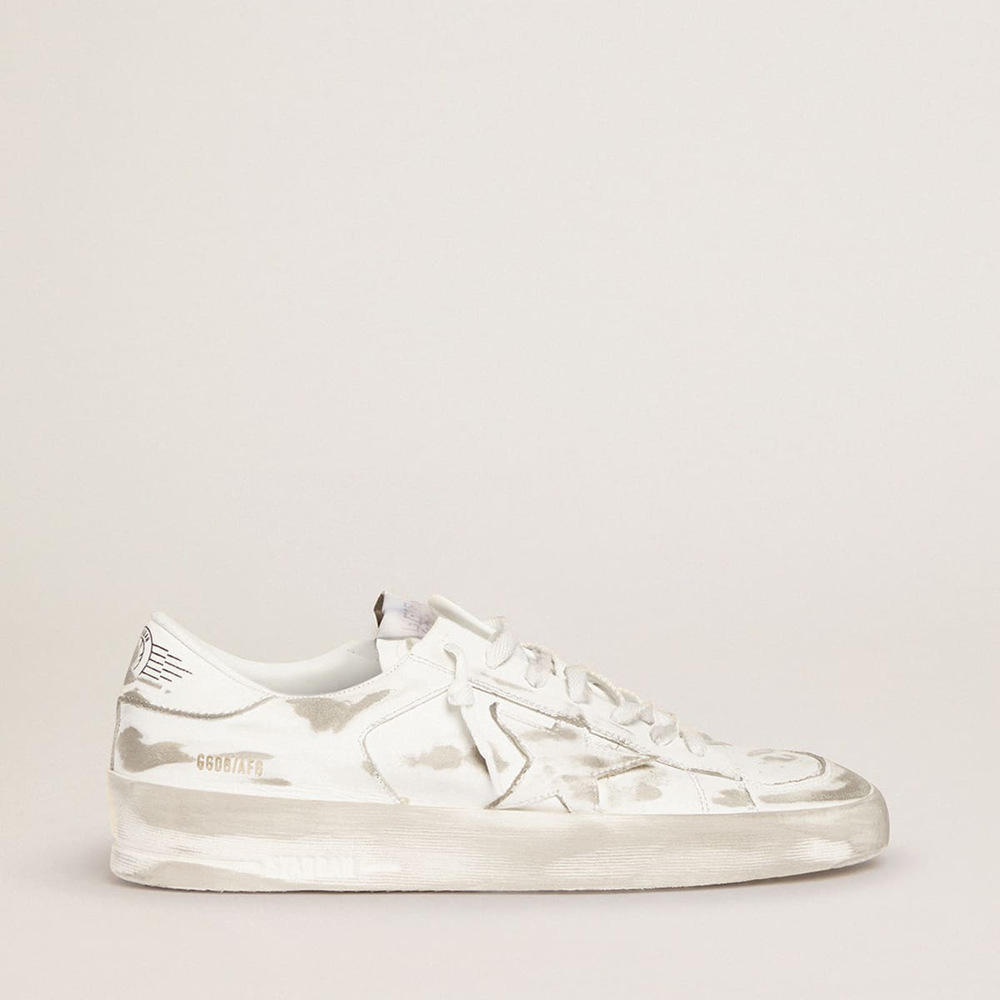 Golden Goose Stardan Sneakers In White Leather With White Leather Star And Heel Tab