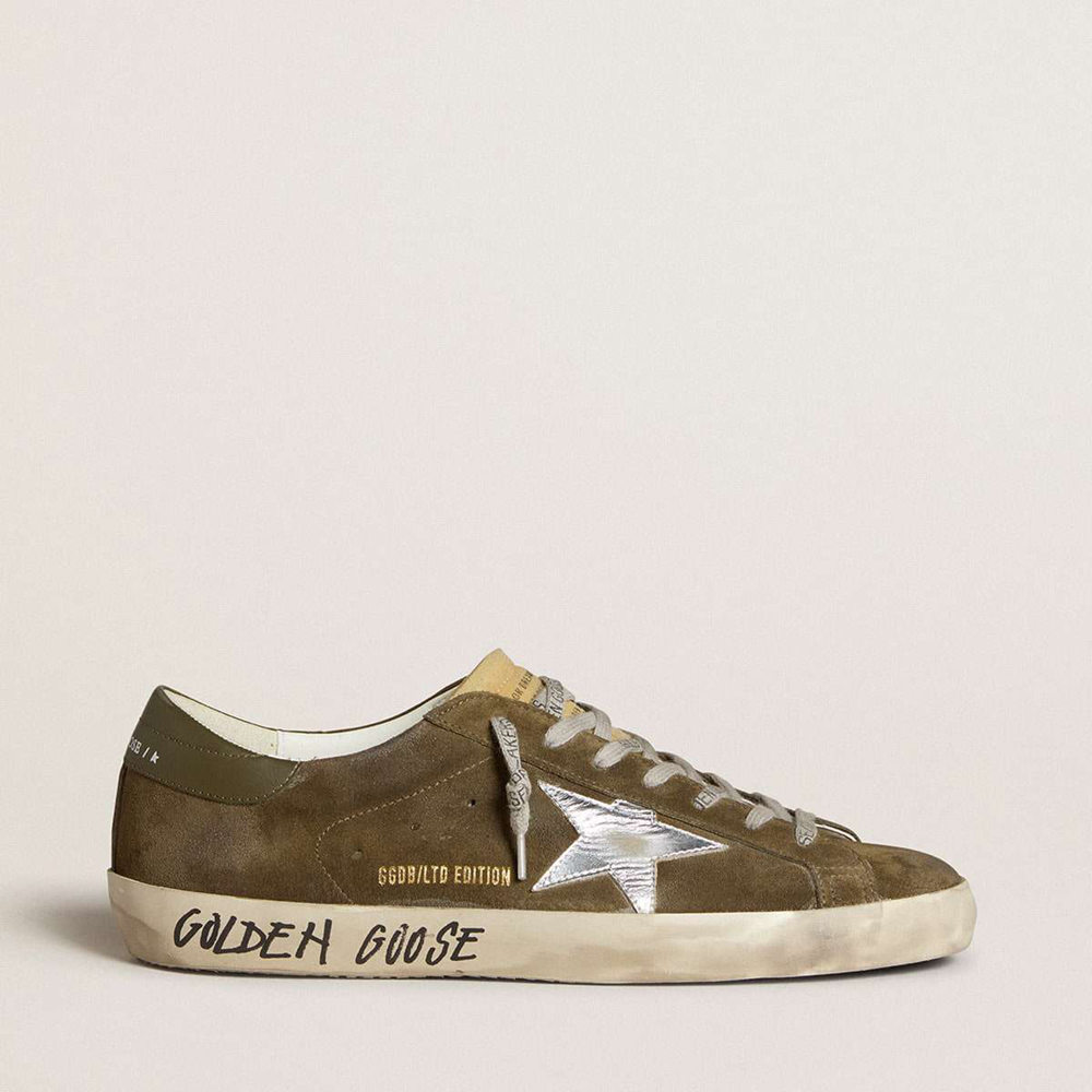 Golden Goose Super-Star LTD Sneakers In Suede With Metallic Leather Star And Leather Heel Tab