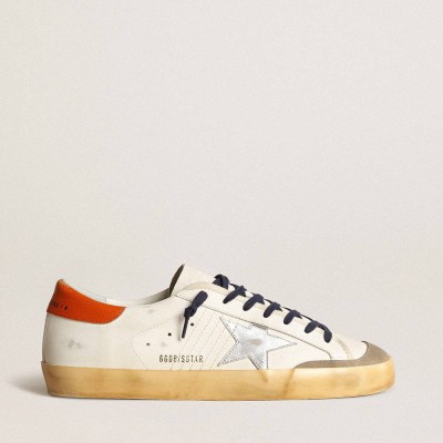 Golden Goose Super-Star Sneakers Penstar Sneakers With Silver Star And Orange Heel Tab