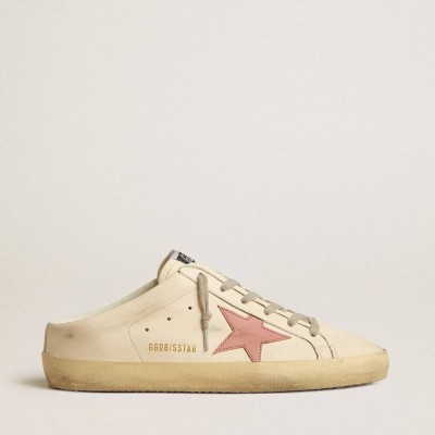 Golden Goose Super-Star Sneakers Sabots In Nappa With Pink Leather Star