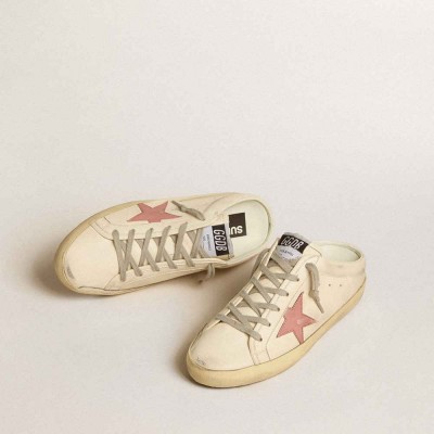 Golden Goose Super-Star Sneakers Sabots In Nappa With Pink Leather Star