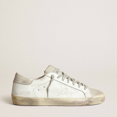 Golden Goose Super-Star Sneakers With Perforated Star And Ice-gray Heel Tab