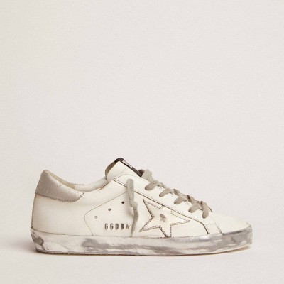 Golden Goose Super-Star Sneakers With Silver Sparkle Foxing And Metal Stud Lettering